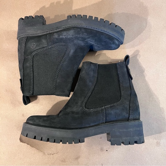 Timberland Courmayeur Valley Chelsea Boots Nubuck Leather Booties Black SizeUS 6 - Picture 7 of 12